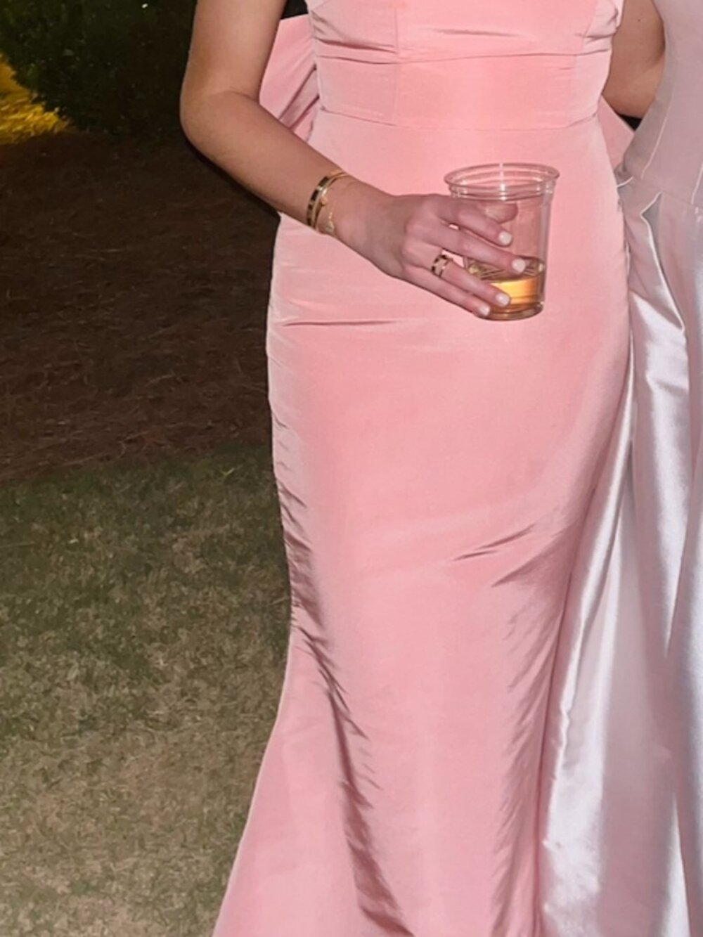 Alexia Maria Bow Butterfly Silk Faille Column Gown in Blush Color size 4 - Picture 5 of 5